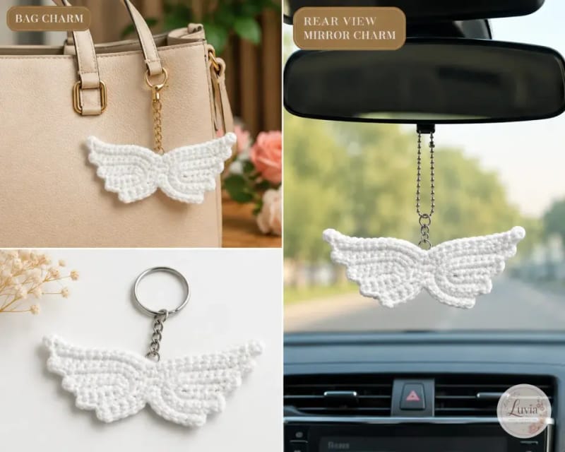 Angel Wings — handmade crochet from the Charms & Keychains collection by Luvia Creations