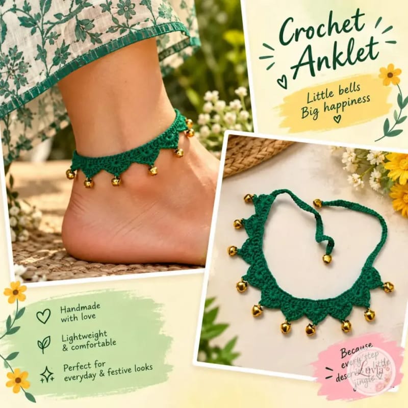 Bell Anklet — handmade crochet from the Anklets collection by Luvia Creations