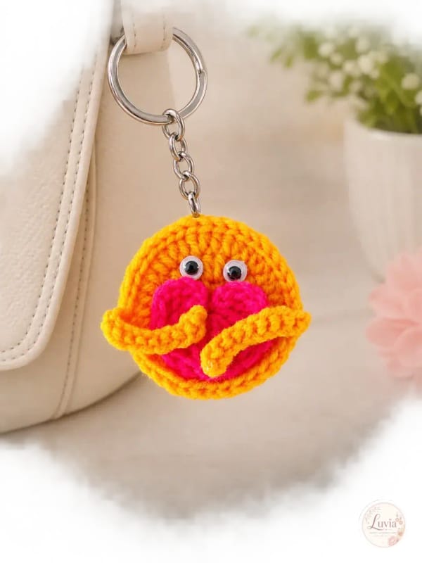 Emoji Keychain — handmade crochet from the Charms & Keychains collection by Luvia Creations