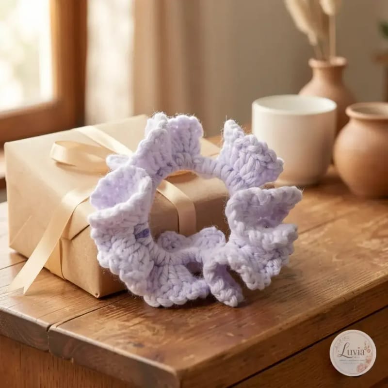 Lilac Ruffle Scrunchie — handmade crochet from the Hair Accessories collection by Luvia Creations