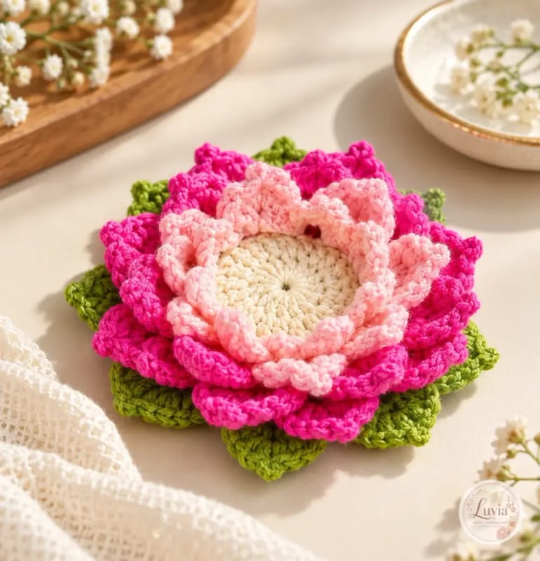 Lotus Flower Decor — handmade crochet from the Festive Decor collection by Luvia Creations