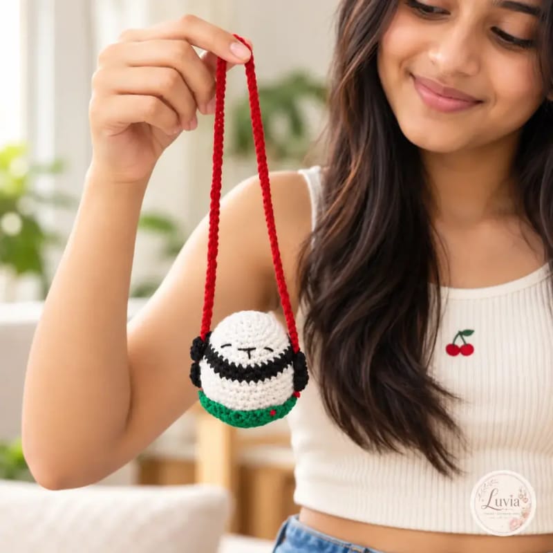 Panda Charm — handmade crochet from the Charms & Keychains collection by Luvia Creations